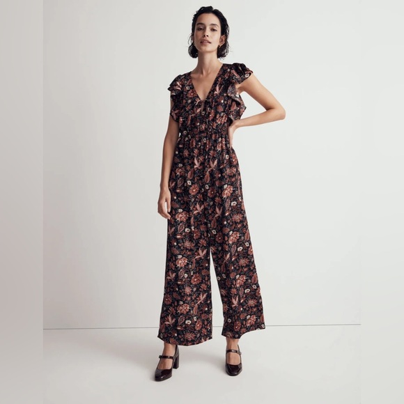 NWT Madewell Deep-V Ruffled Jumpsuit - Picture 2 of 10